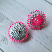 Load image into Gallery viewer, Neon Pink Mini Beaded Earrings
