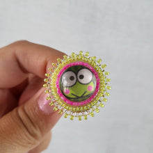 Load image into Gallery viewer, Frog Green and Pink Beaded Ring
