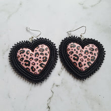 Load image into Gallery viewer, Animal Print Heart Beaded Earrings
