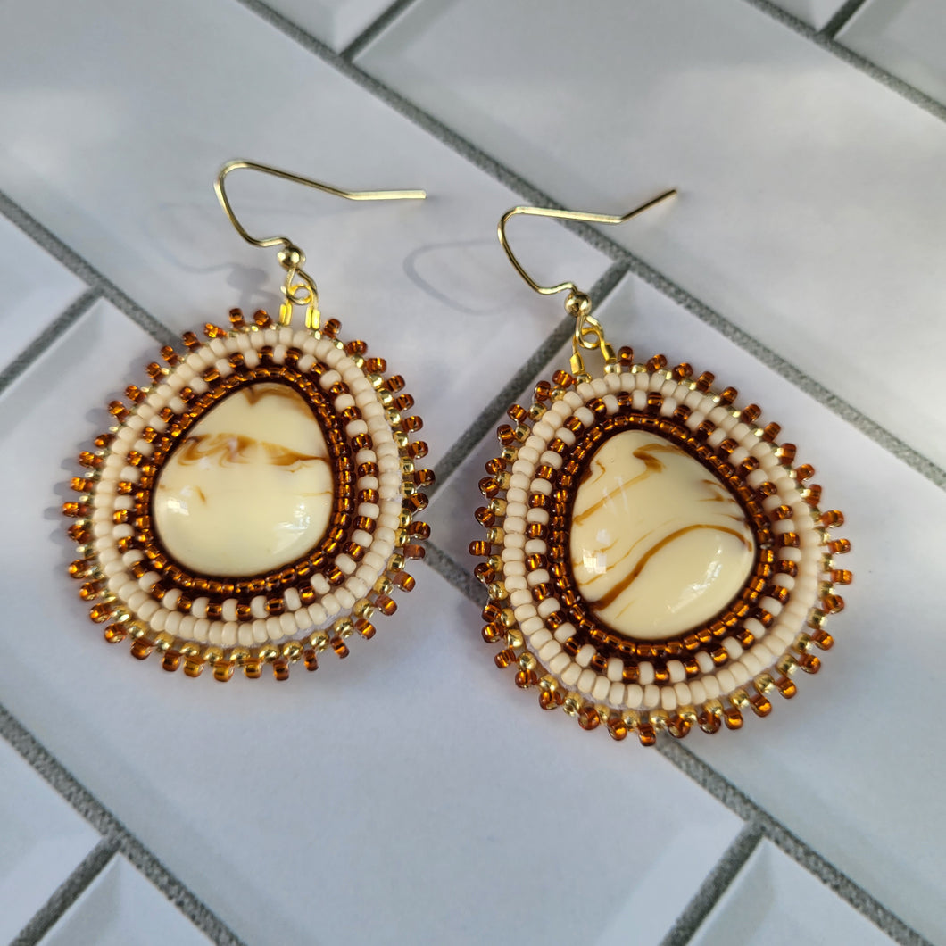 Cinnamon Swirl Beaded Earrings