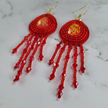 Load image into Gallery viewer, All Red Beaded Earrings
