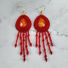 Load image into Gallery viewer, All Red Beaded Earrings
