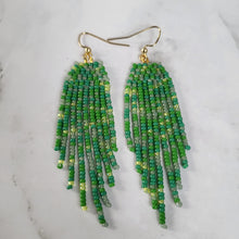 Load image into Gallery viewer, Bead Soup Brickstitch Beaded Earrings Green
