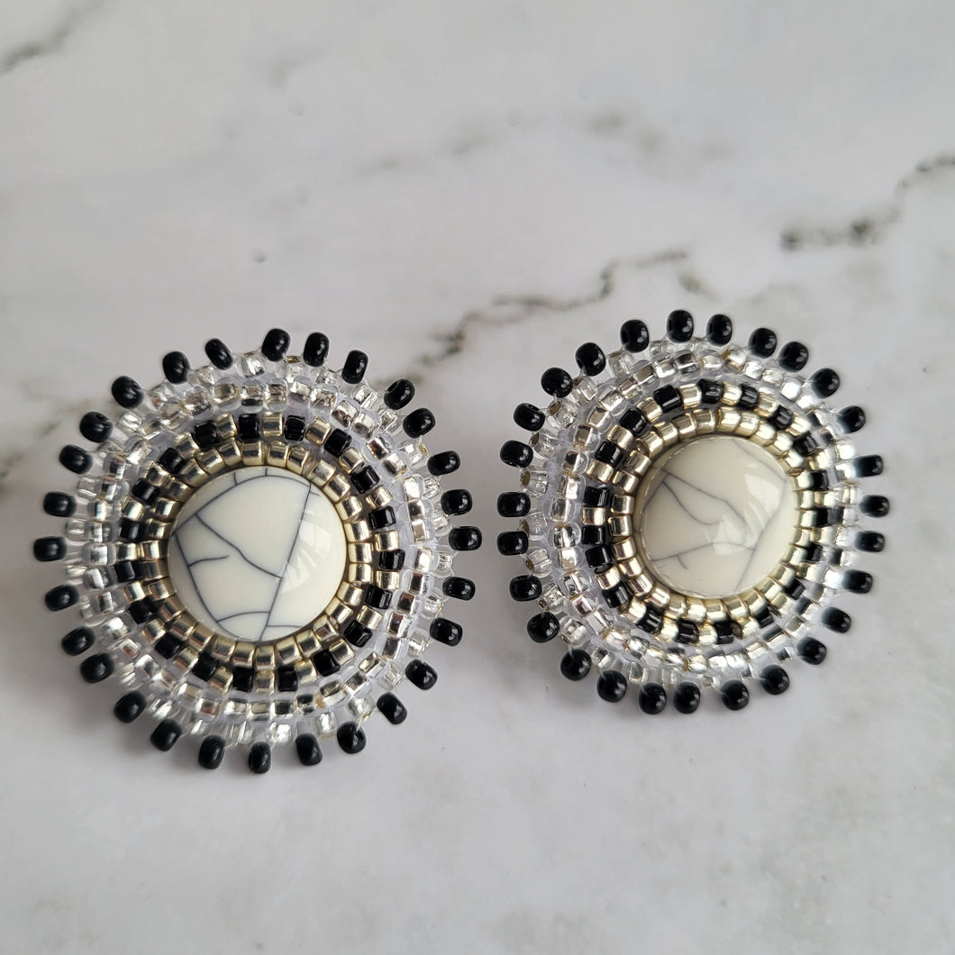 Mini Beaded Studs Black