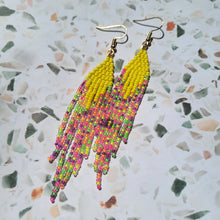 Load image into Gallery viewer, NEON Yellow Beaded Brickstitch Fringe
