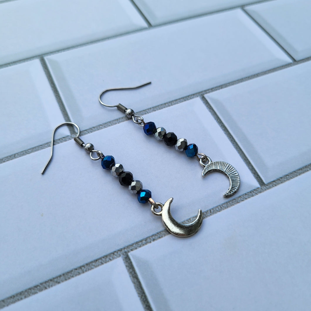 Moon and Bead Mini Earrings