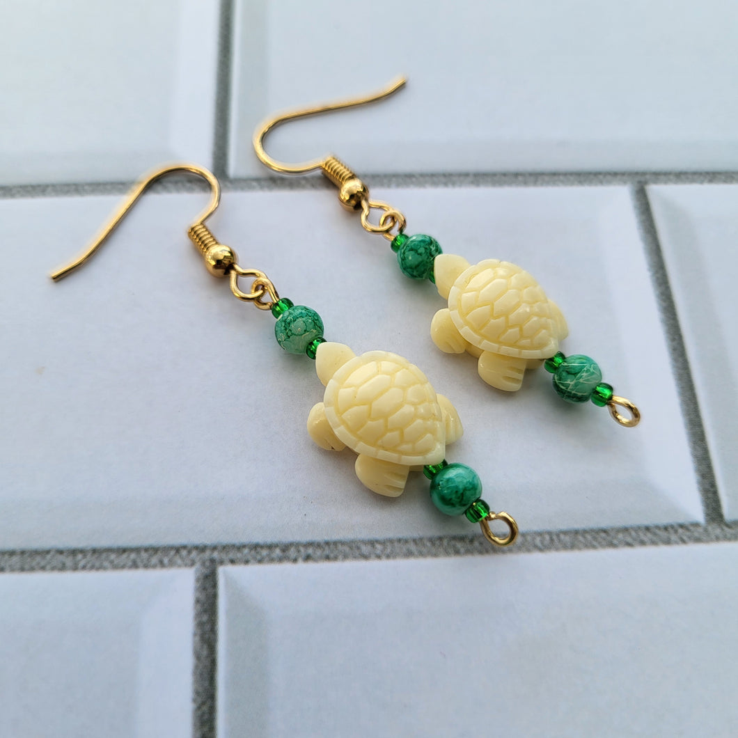 Turtle Charm Beaded Earrings