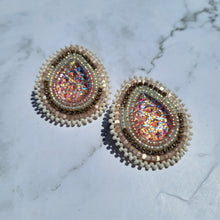 Load image into Gallery viewer, Shimmering Beige Beaded Earrings
