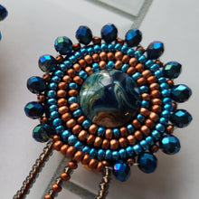 Load image into Gallery viewer, Bronze and Blue Beaded Spike Earrings
