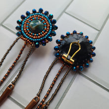 Load image into Gallery viewer, Bronze and Blue Beaded Spike Earrings
