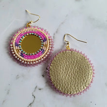 Load image into Gallery viewer, Gold Mirror Centered Beaded Earrings
