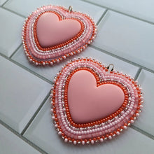 Load image into Gallery viewer, Light Pink Hearts Beaded Earrings
