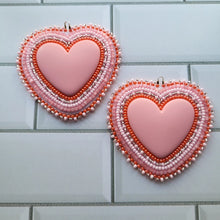 Load image into Gallery viewer, Light Pink Hearts Beaded Earrings
