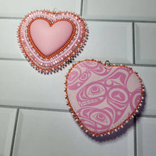 Load image into Gallery viewer, Light Pink Hearts Beaded Earrings
