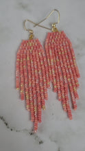 Load and play video in Gallery viewer, Bead Soup Brickstitch Beaded Earrings Pink
