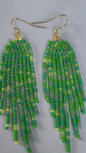 Load and play video in Gallery viewer, Bead Soup Brickstitch Beaded Earrings Green
