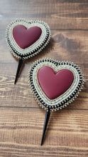 Load image into Gallery viewer, Maroon Hearts Earrings
