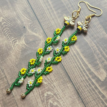 Load image into Gallery viewer, Bee &amp; Floral Dangle Earrings
