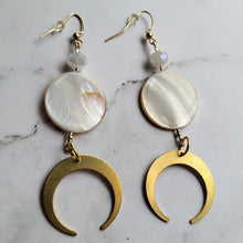 Load image into Gallery viewer, Shell and Moon Earrings
