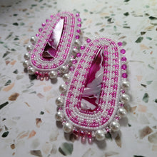 Load image into Gallery viewer, Magenta Beaded Earrings
