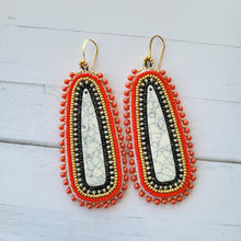 Load image into Gallery viewer, Picasso and Faux Howlite Beaded Earrings
