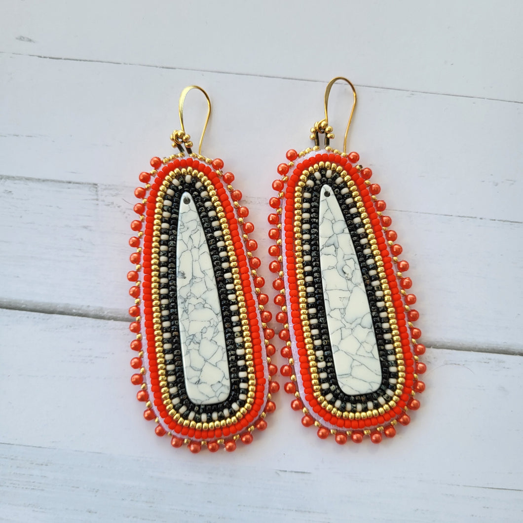 Picasso and Faux Howlite Beaded Earrings