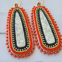 Load image into Gallery viewer, Picasso and Faux Howlite Beaded Earrings
