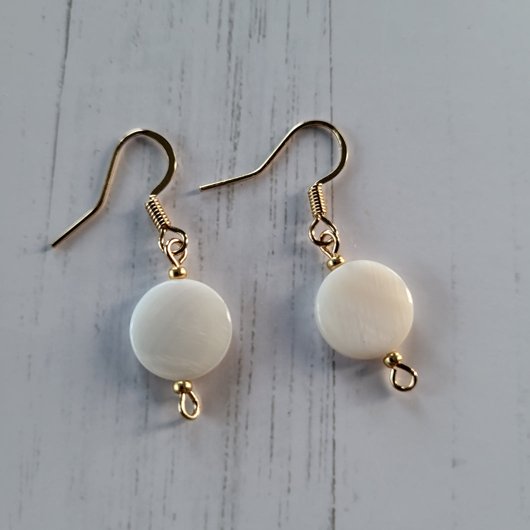 Mini White Shell Bead Earrings